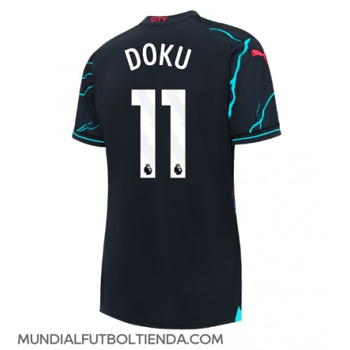 Camiseta Manchester City Jeremy Doku #11 Tercera Equipación Replica 2023-24 para mujer mangas cortas